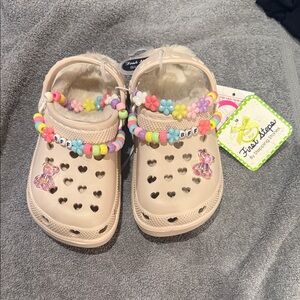 First Steps Kids Cream Heart Slippers